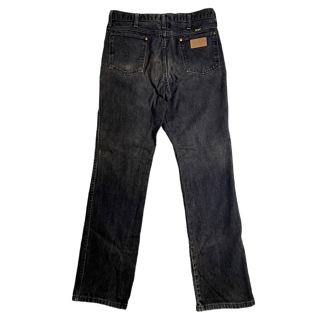 Vintage Wrangler Western Jeans Mens 34X34 Black *Fade Slim Straight Cowboy USA